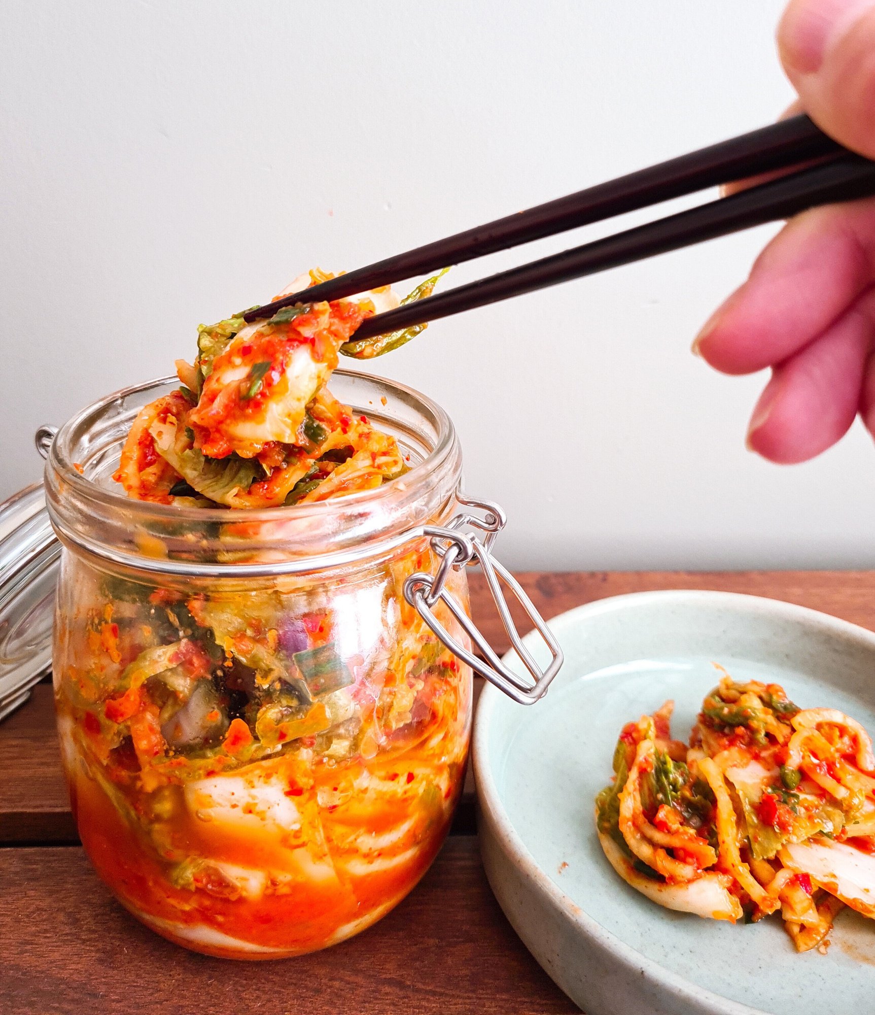 Pot met kimchi in